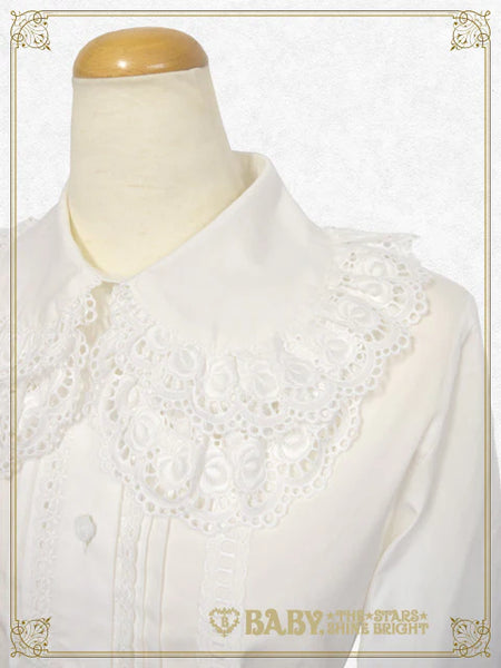 B49BL451 Double Collar Pin-tucked Sleeve Blouse