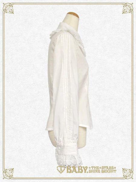 B49BL451 Double Collar Pin-tucked Sleeve Blouse