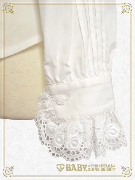B49BL451 Double Collar Pin-tucked Sleeve Blouse