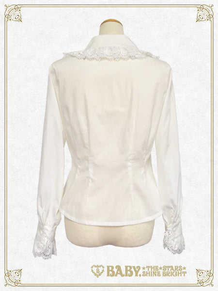 B49BL451 Double Collar Pin-tucked Sleeve Blouse