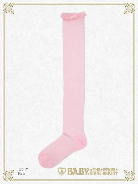 B48SC819 Kumya-chan’s Strawberry Garden Lace Pattern Over Knee Socks