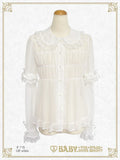 B50BL408 Detachable Sleeves Babydoll Chiffon Blouse