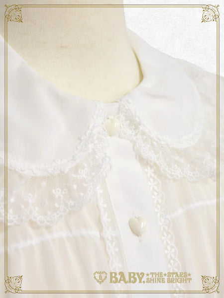B50BL408 Detachable Sleeves Babydoll Chiffon Blouse