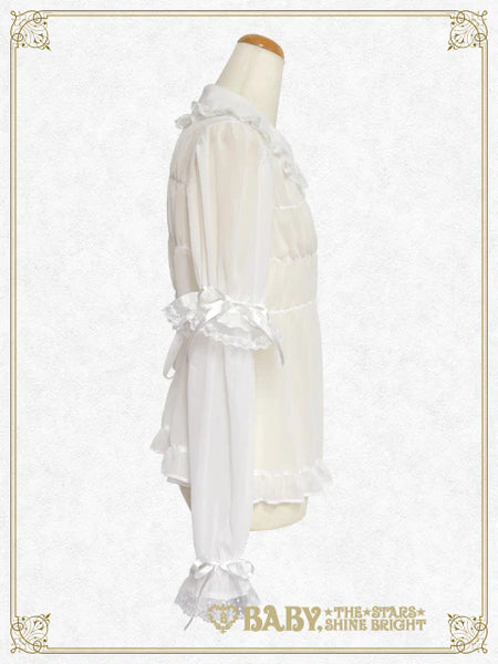 B50BL408 Detachable Sleeves Babydoll Chiffon Blouse