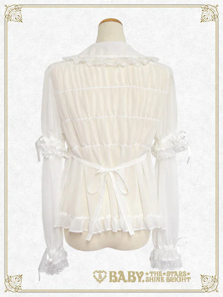 B50BL408 Detachable Sleeves Babydoll Chiffon Blouse