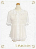 B50BL408 Detachable Sleeves Babydoll Chiffon Blouse