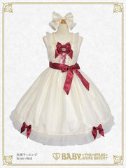 B47JS245 Sweet Strawberry Dot Jumperskirt & Ribbon Headbow Set