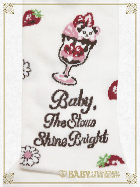 B47SC816 Berry Berry Strawberry Parfait～with Kumya-chan Ice Cream～Over Knee Socks