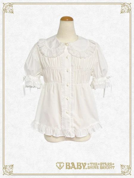 B48BL430 Detachable Sleeves Babydoll Blouse