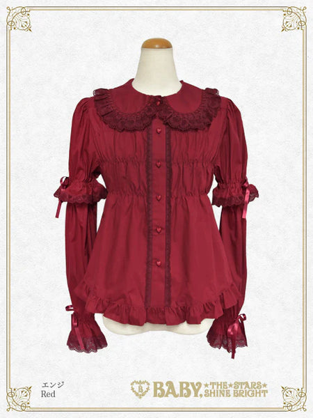 B48BL430 Detachable Sleeves Babydoll Blouse