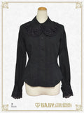 B48BL444 Double Collar Pin-tucked Sleeve Blouse