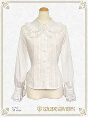 B49BL451 Double Collar Pin-tucked Sleeve Blouse