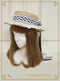 B48HA971 Torchon Lace and Grosgrain Ribbon Boater Hat