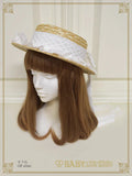 B48HA971 Torchon Lace and Grosgrain Ribbon Boater Hat