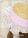 B48HA971 Torchon Lace and Grosgrain Ribbon Boater Hat