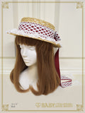 B48HA971 Torchon Lace and Grosgrain Ribbon Boater Hat