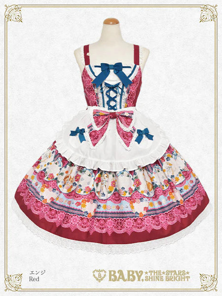 B48OJ214 Pastoral Decoration Palette Apron Jumperskirt