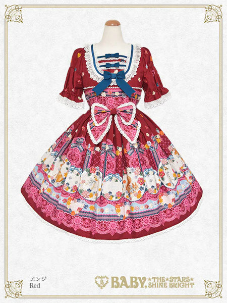 B48OP340 Pastoral Decoration Palette Onepiece Dress