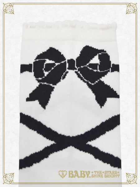 B48SC835 Lace Up Ribbon Over Knee Socks