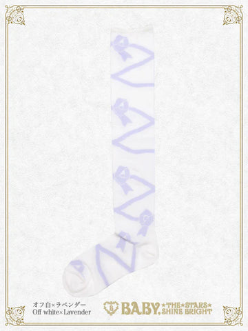 B49SC830 Lace Up Ribbon Over Knee Socks