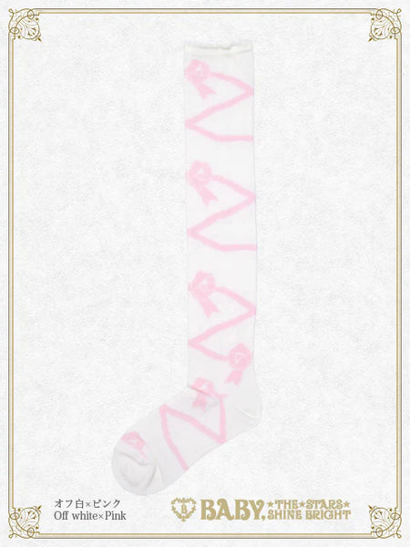 B48SC835 Lace Up Ribbon Over Knee Socks