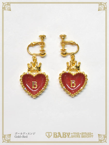 B49AC074 Heart Trump Clip-on Earrings
