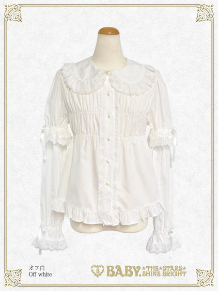 B49BL411 Detachable Sleeves Babydoll Blouse