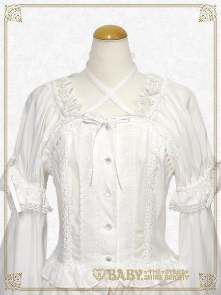 B49BL412 Princess Sleeve Back Shirring Blouse