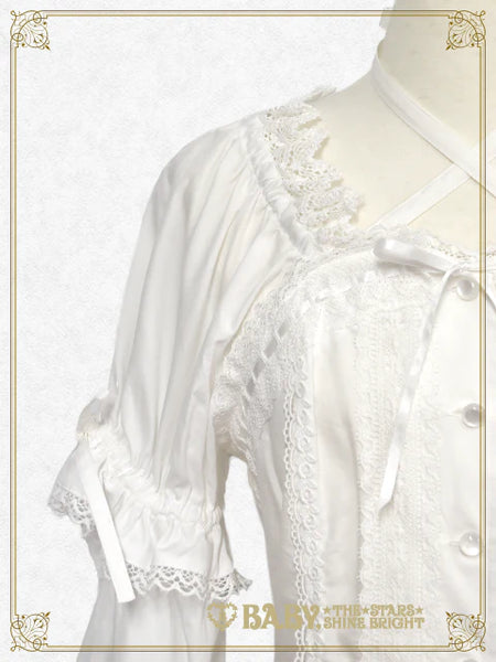 B49BL412 Princess Sleeve Back Shirring Blouse