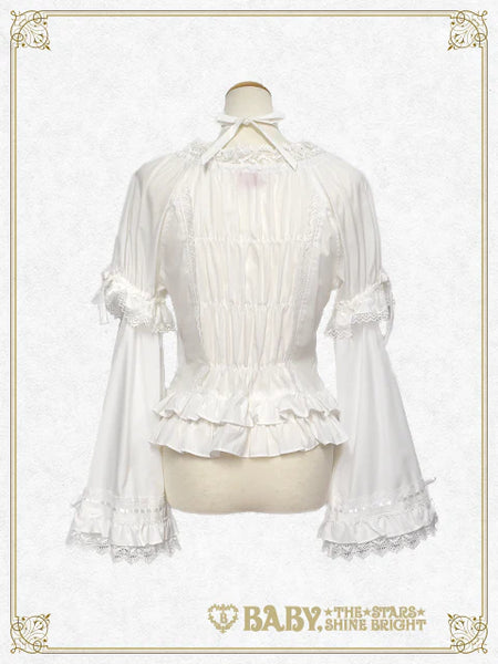 B49BL412 Princess Sleeve Back Shirring Blouse
