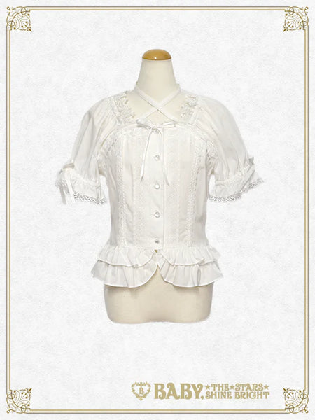 B49BL412 Princess Sleeve Back Shirring Blouse