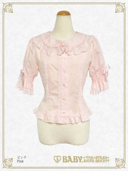 B49BL416 Bunny Ears Half Sleeve Blouse