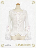 B49BL419 Pure Pearl Bouquet Square Neck Princess Sleeve Blouse