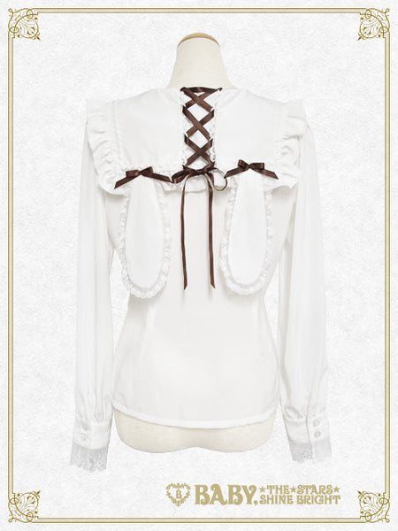 B49BL422 Waffle♡Cotton Bunny Ear Sailor Blouse