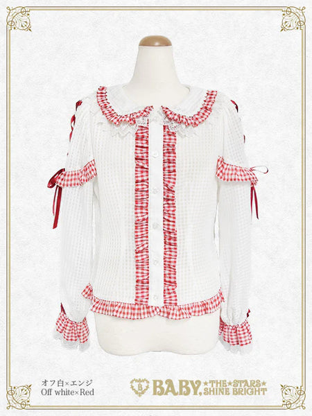 B49BL425 Fluffy Gingham Heart Blouse