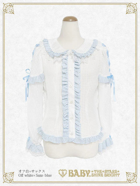 B49BL425 Fluffy Gingham Heart Blouse