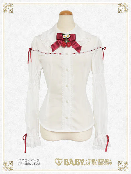 B49BL443 Swinging Strawberry Garden Blouse