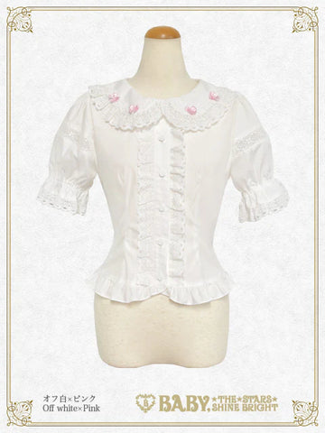 B49BL457 Mini Ribbon Half-Sleeve Blouse