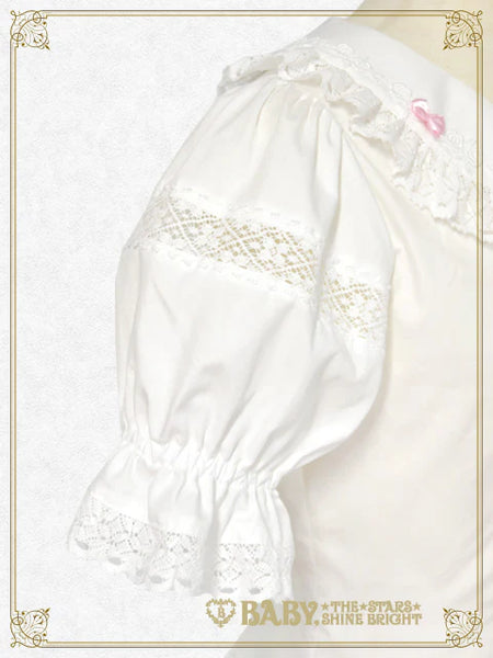 B49BL457 Mini Ribbon Half-Sleeve Blouse
