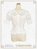 B49BL457 Mini Ribbon Half-Sleeve Blouse