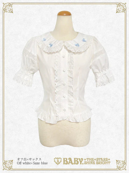 B49BL457 Mini Ribbon Half-Sleeve Blouse