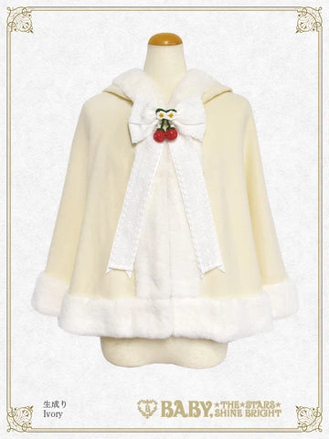 B49CP341 Swinging Strawberry Bunny Ears Fur Cape