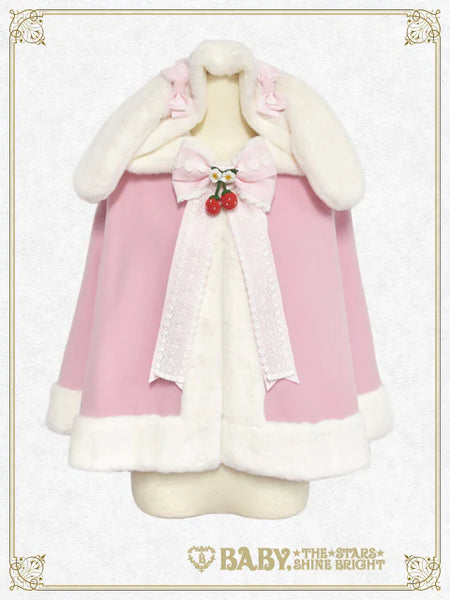 [BUILD-TO-ORDER][PRE-ORDER] B49CP341 Swinging Strawberry Bunny Ears Fur Cape