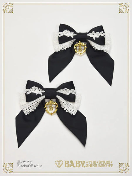 B49HA772 Rose Lace Dull Satin Ribbon Clip