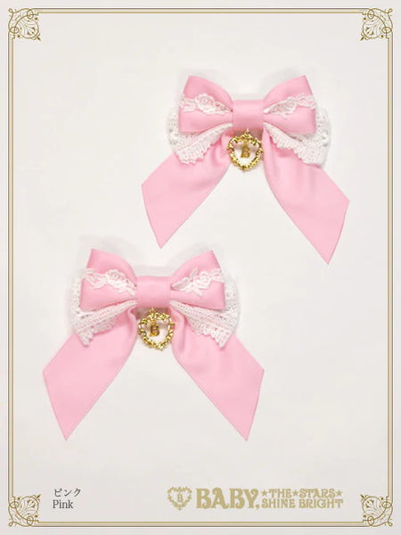 B49HA772 Rose Lace Dull Satin Ribbon Clip
