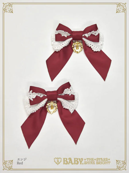 B49HA772 Rose Lace Dull Satin Ribbon Clip