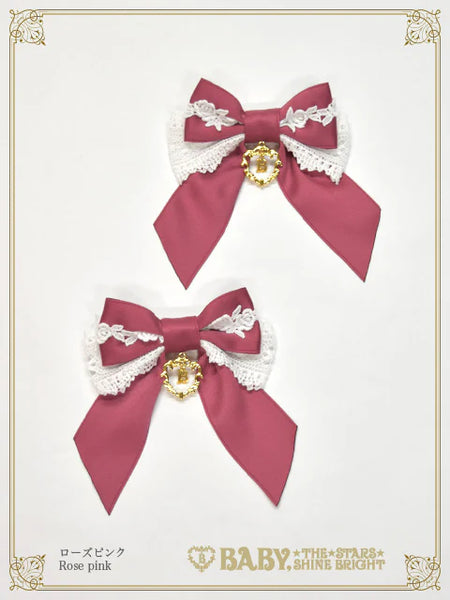 B49HA772 Rose Lace Dull Satin Ribbon Clip