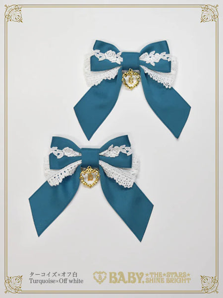 B49HA772 Rose Lace Dull Satin Ribbon Clip