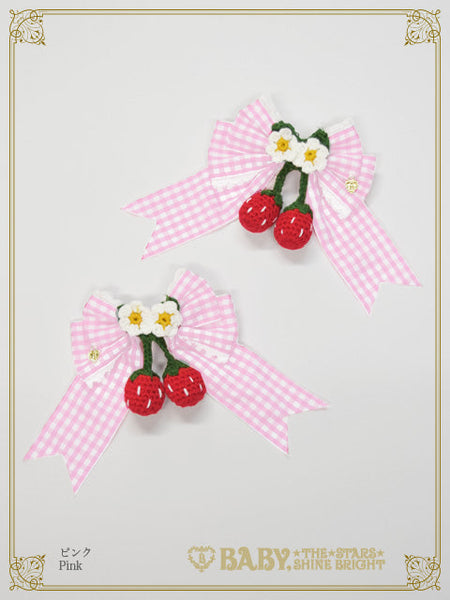 B49HA786 Swing Strawberry Gingham Ribbon Clip