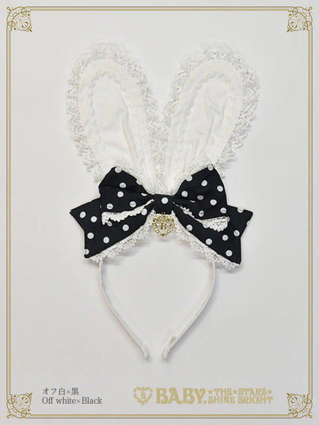 B49HA971 Milky Dot♡Bunny Ear Headband